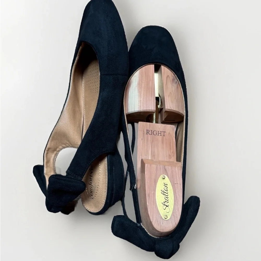 comfortview Black Bow Back Slingback Flats